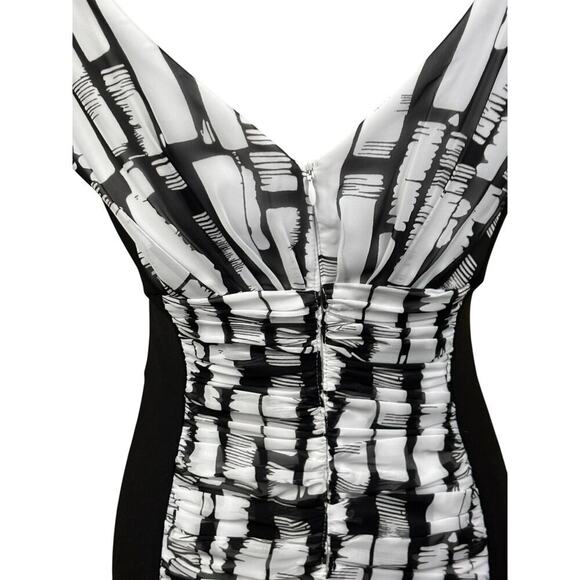Joseph Ribkoff black/white dress, 8, elegant, abstract, sophisticated, classic - Picture 5 of 7